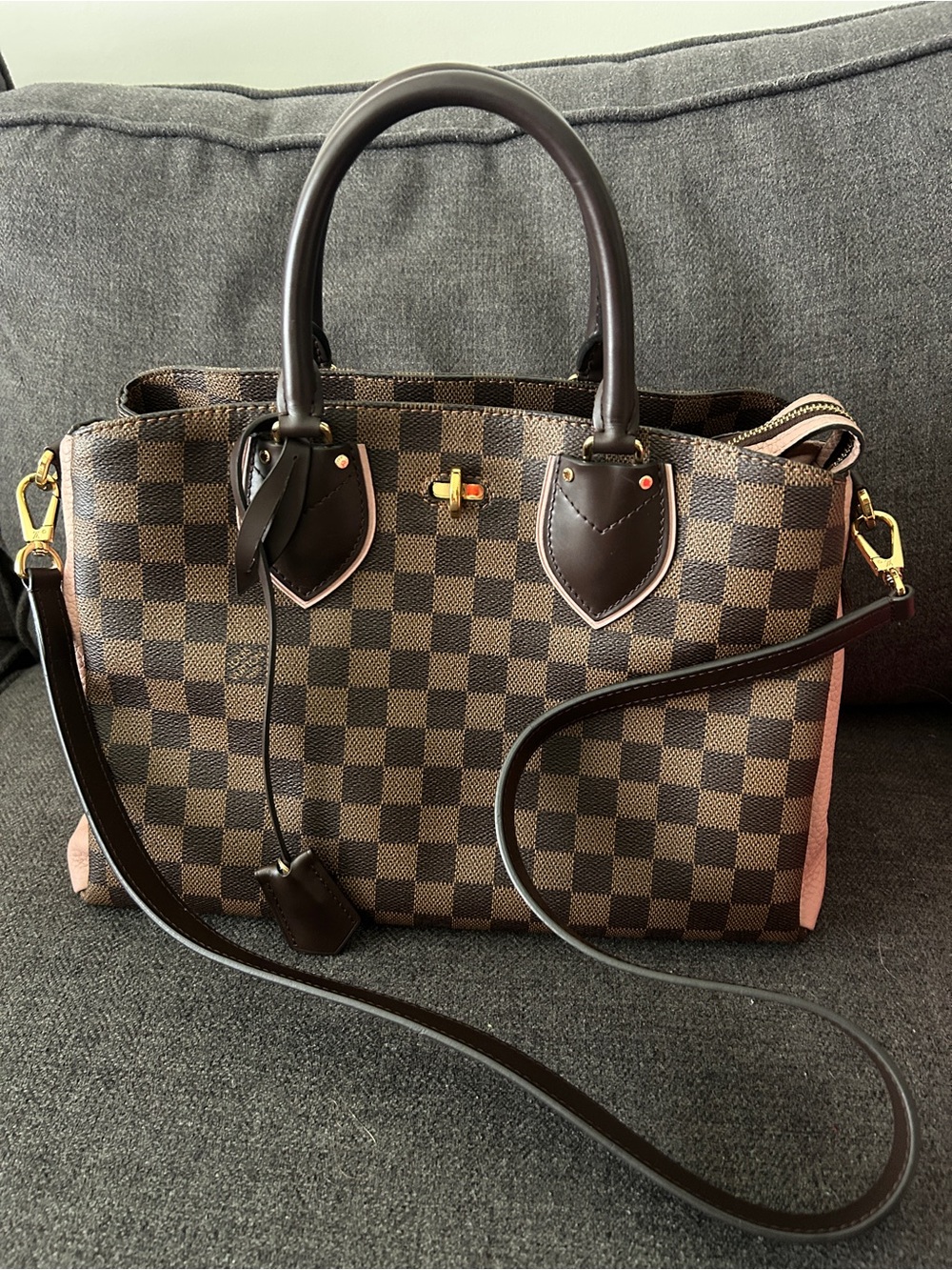 Louis Vuitton Cuir Taurillon Damier Ebene Normandy Magnolia Purse